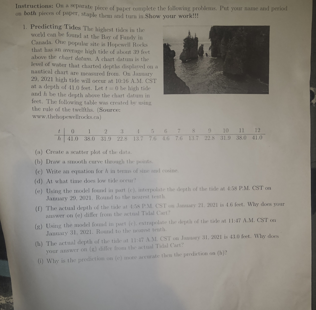 Solved Instructions: On a separate piece of paper complete | Chegg.com