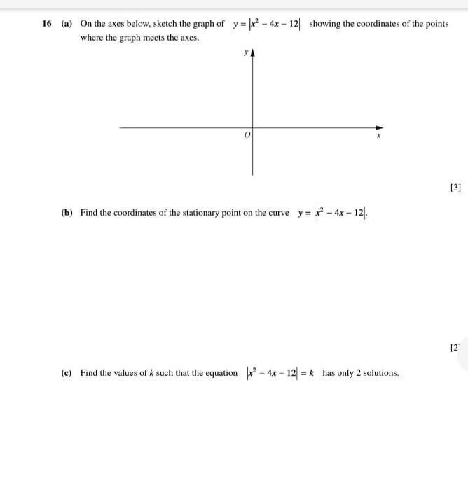 Solved 16 A On The Axes Below Sketch The Graph Of Y X2 Chegg Com