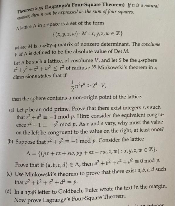 Solved Lagrange's four square theorem says every natural