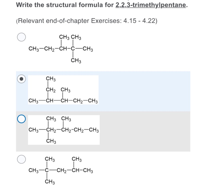 write the structural formula for 2 2 3 trimethylpentane