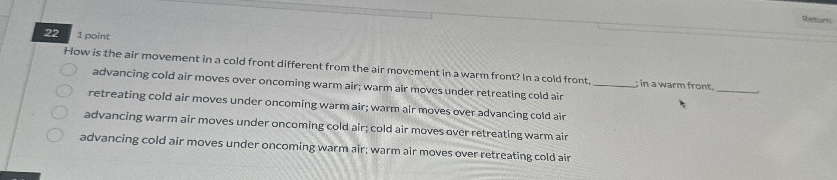 Solved 221 ﻿pointHow is the air movement in a cold front | Chegg.com