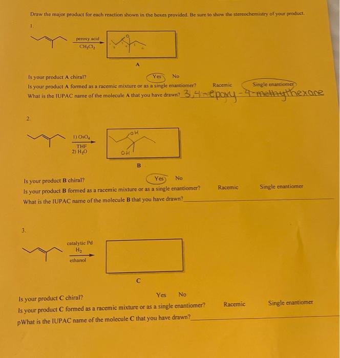 Solved Draw The Major Product For Each Reaction Shown In The