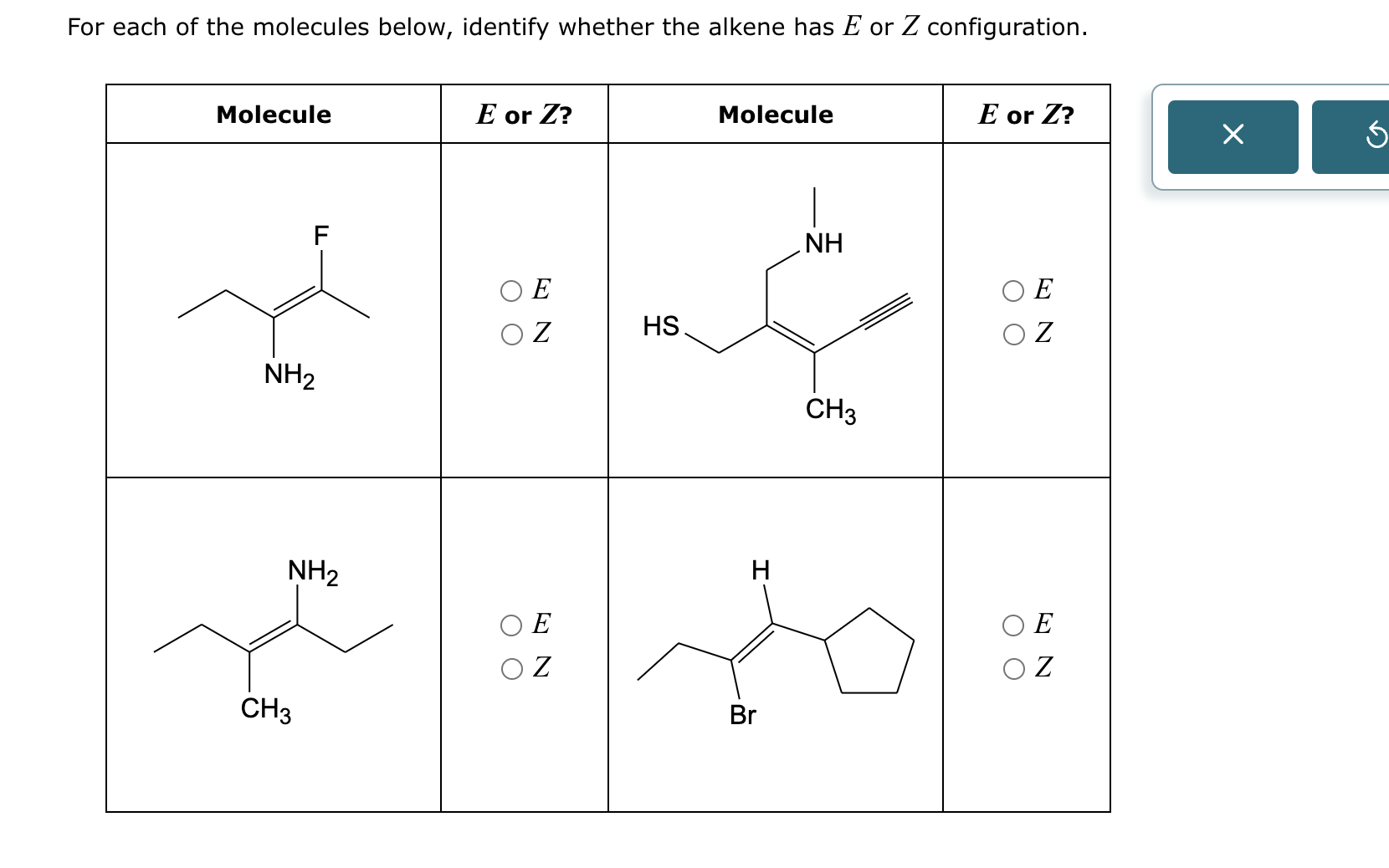 Solved For each of the molecules below, identify whether the | Chegg.com