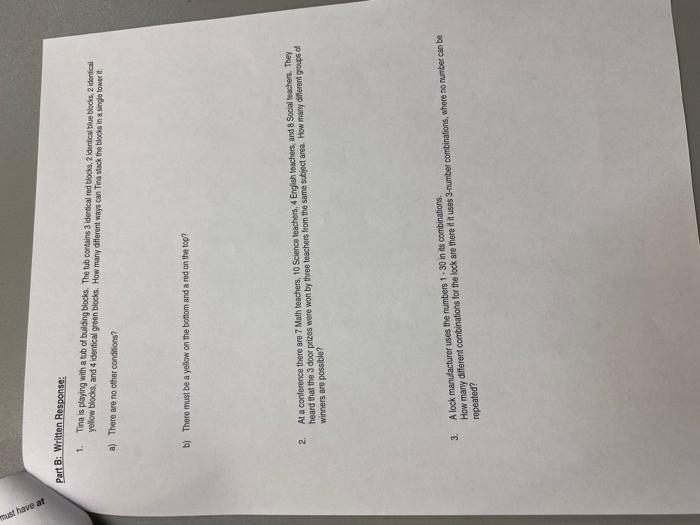 Solved Name 5 Os 11, WHAN 200M Out 6 12. Counting Methods