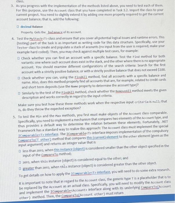 Solved class. 3. As you progress with the implementation of | Chegg.com