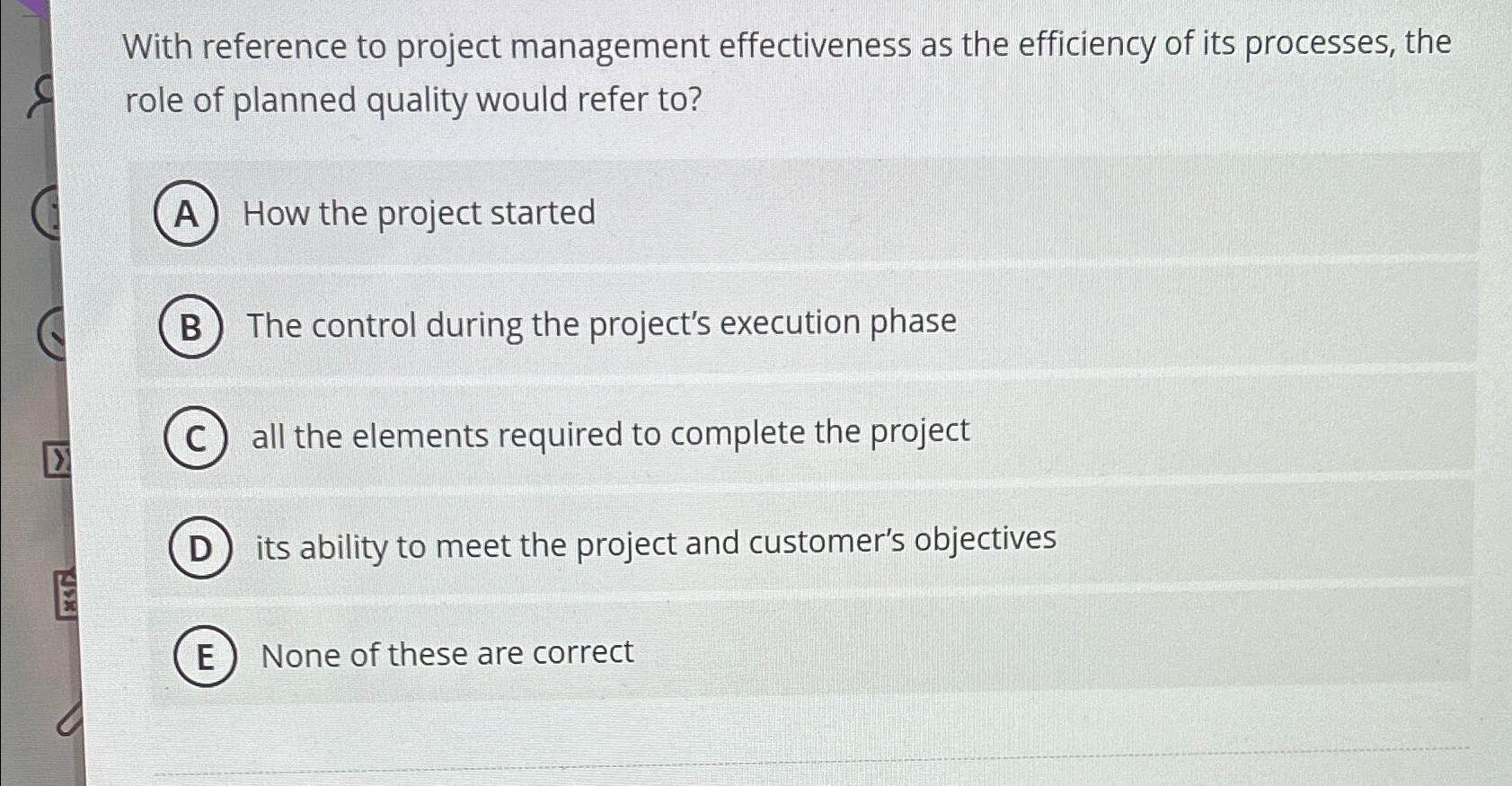 Solved With reference to project management effectiveness as | Chegg.com