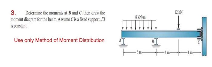 3. Determine The Moments At B And C, Then Draw The | Chegg.com