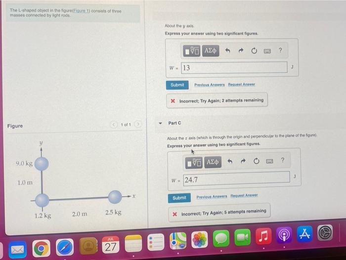 Solved The L-shaped object in the figureFigure 1) consists | Chegg.com