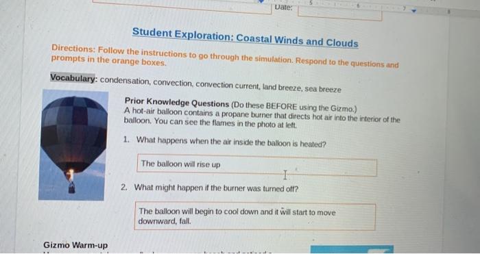 Solved Date Student Exploration Coastal Winds And Clouds Chegg Com   Image