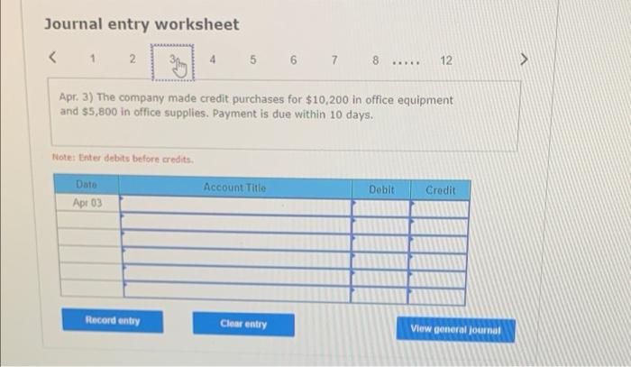 Solved Journal entry worksheet