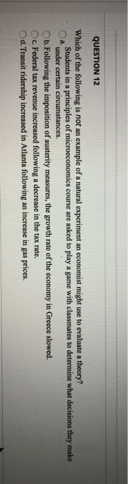 Solved QUESTION 12 Which of the following is not an example | Chegg.com