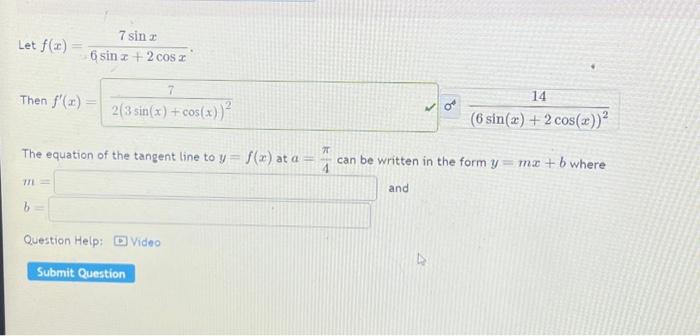 Solved Let F X Then F X M 7 Sin X 6 Sin X 2 Cos X