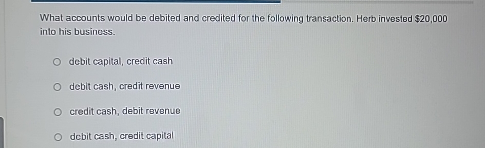 Solved What accounts would be debited and credited for the | Chegg.com