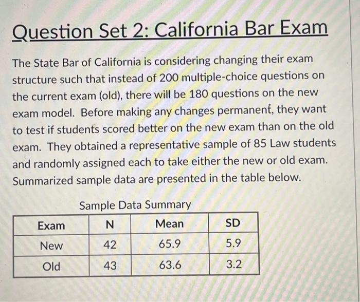 Solved The State Bar of California is considering changing | Chegg.com