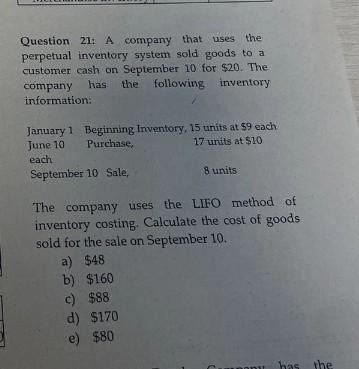 Solved Question 21: A Company That Uses The Perpetual | Chegg.com