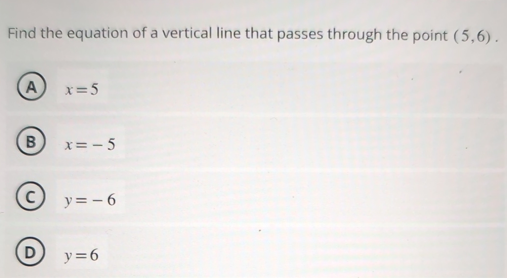 Solved Find the equation of a vertical line that passes | Chegg.com