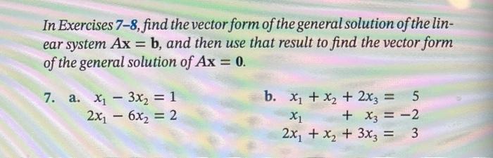 Solved In Exercises 7-8, find the vector form of the general | Chegg.com