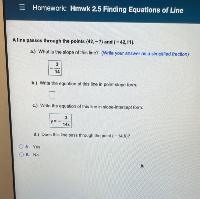 Solved III Homework: Hmwk 2.5 Finding Equations of Line A | Chegg.com