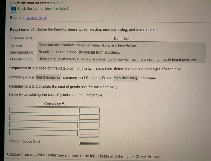 Solved * Requirements 1. Define the three business types