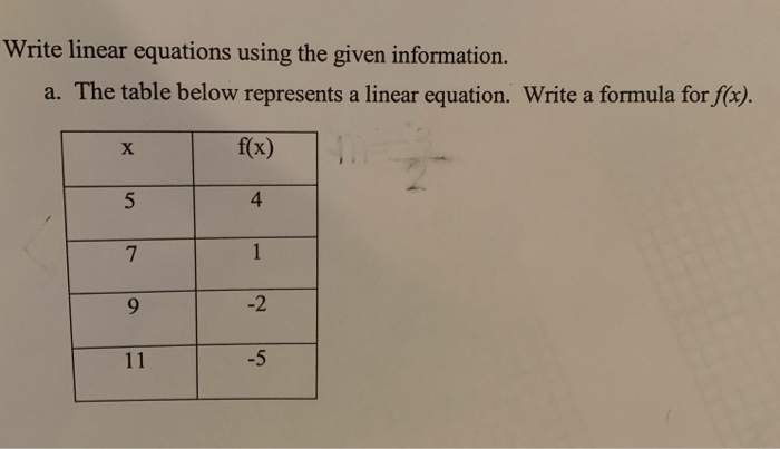 Linear Equation Writing Help