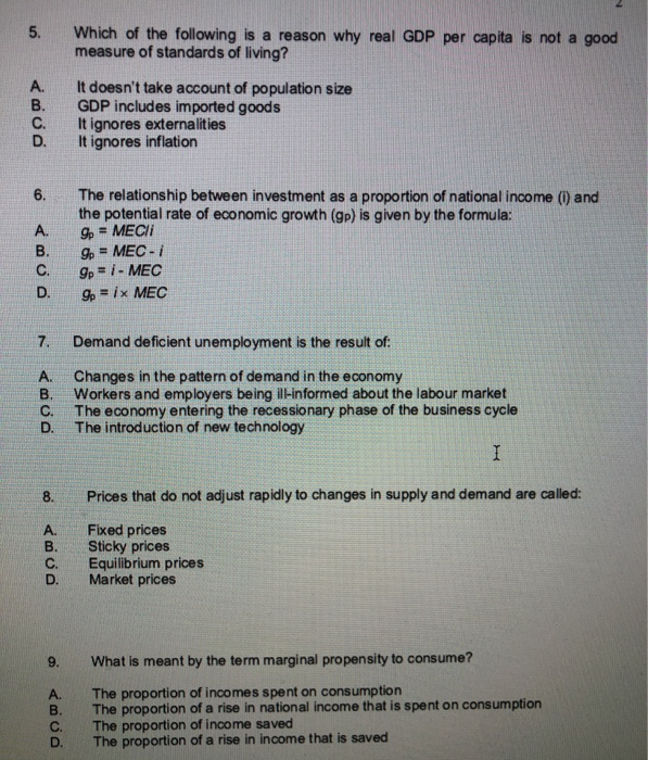 Solved 5. Which of the following is a reason why real GDP | Chegg.com
