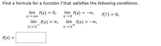 Solved Find a formula for a function f that satisfies the | Chegg.com
