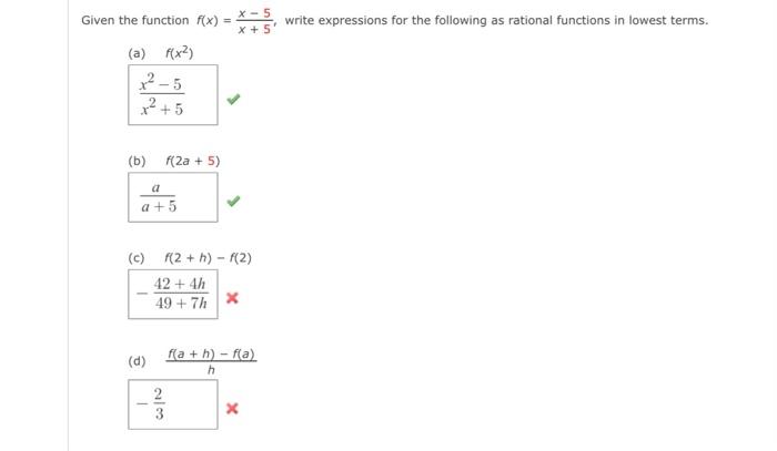 Solved Given the function f(x) X-5 x + 5 write expressions | Chegg.com