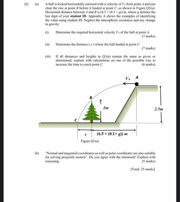 Solved QI. (a) A ball is kicked horizontally outward with a