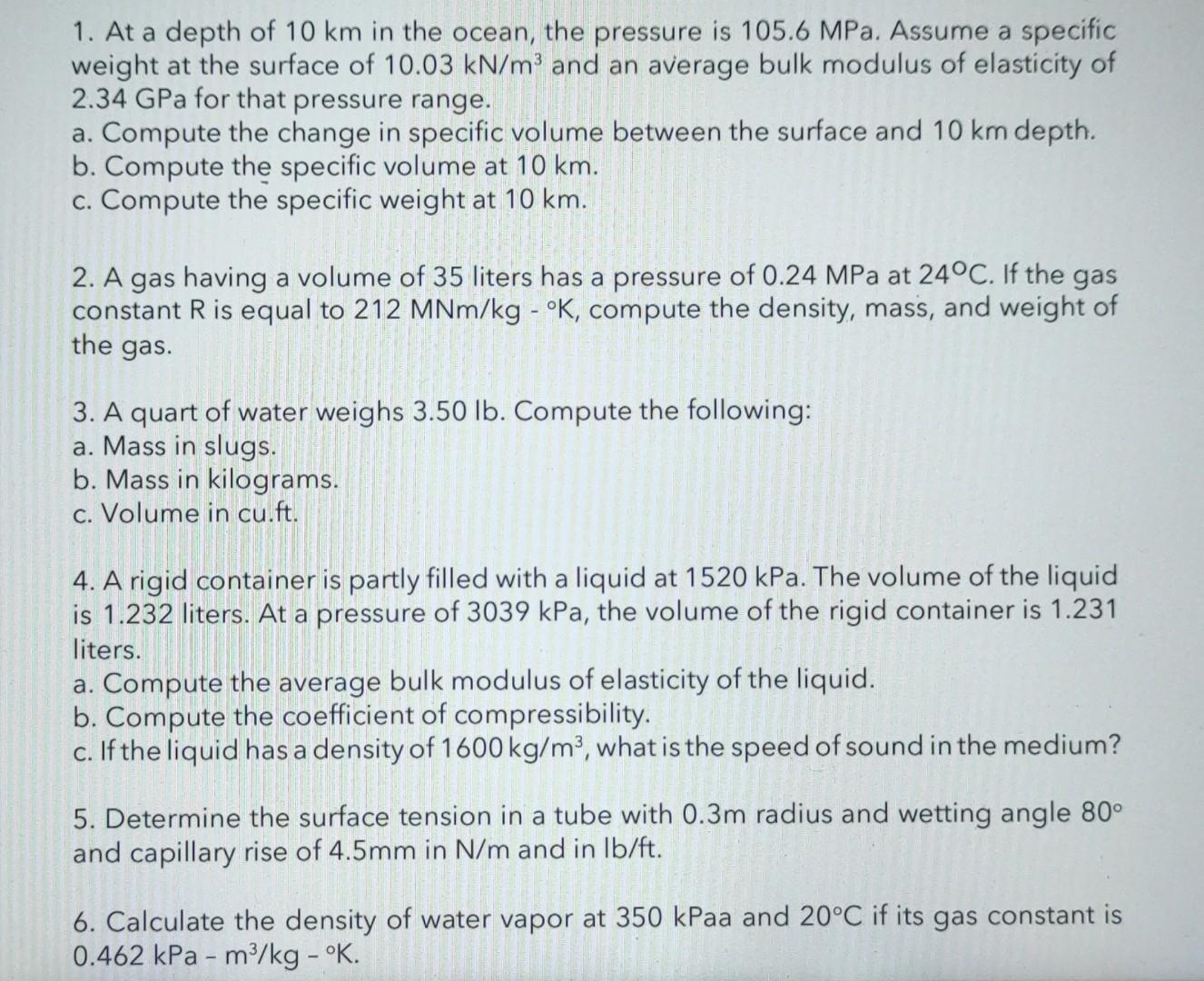 solved-1-at-a-depth-of-10-km-in-the-ocean-the-pressure-is-chegg