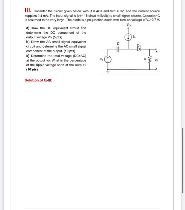 Solved II. Consider the circuit given below with R=4kΩ and | Chegg.com