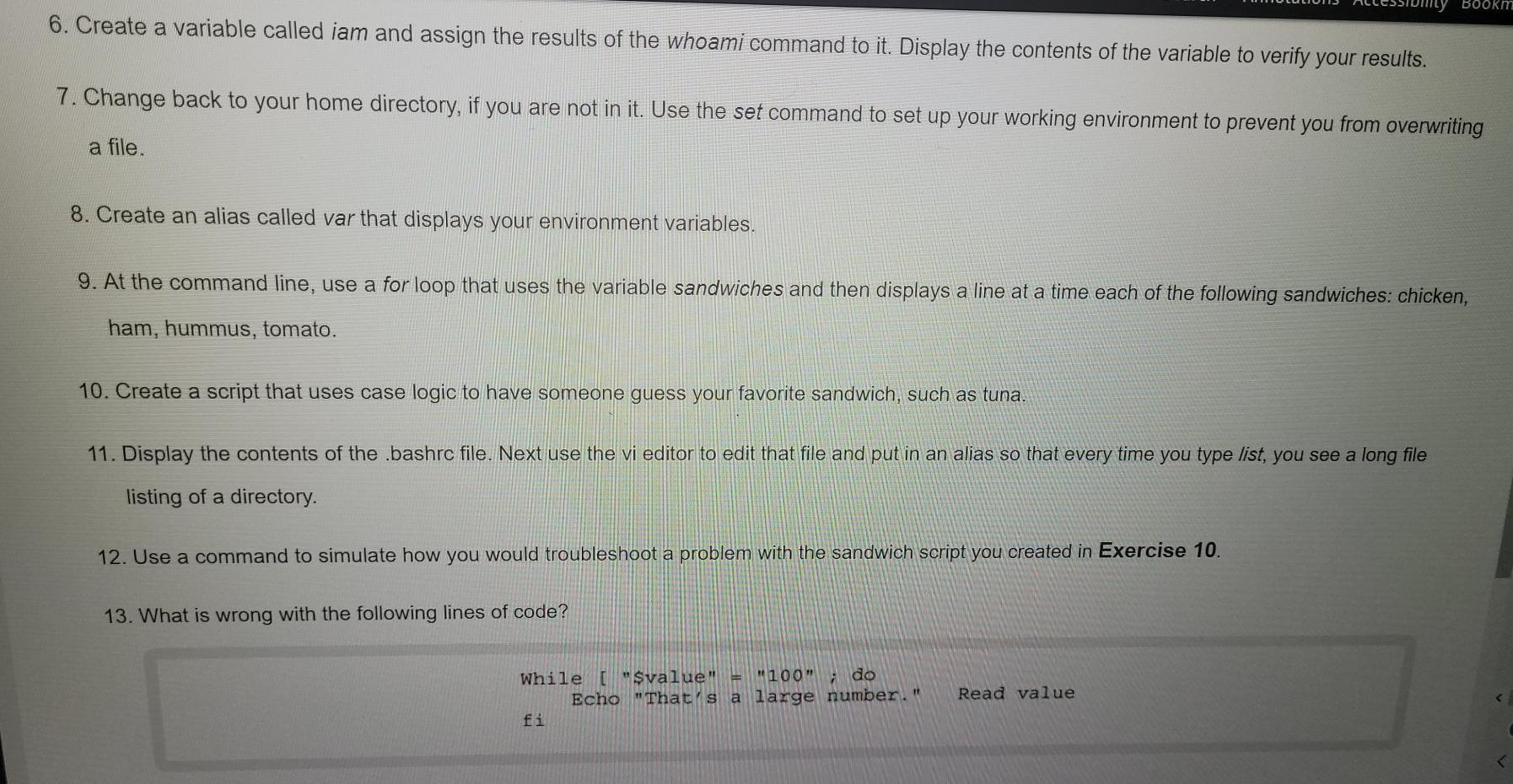 Solved Bookm 6. Create a variable called iam and assign the | Chegg.com