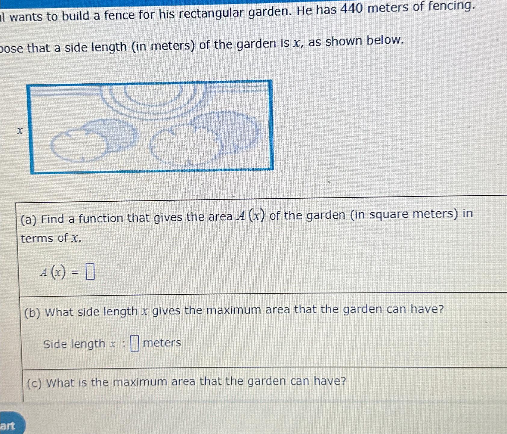 Solved wants to build a fence for his rectangular garden. He | Chegg.com