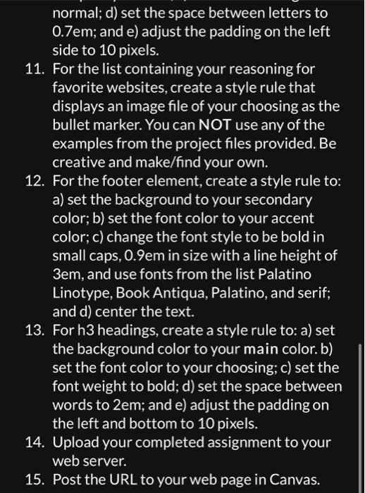 Solved normal; d) set the space between letters to 0.7em; | Chegg.com