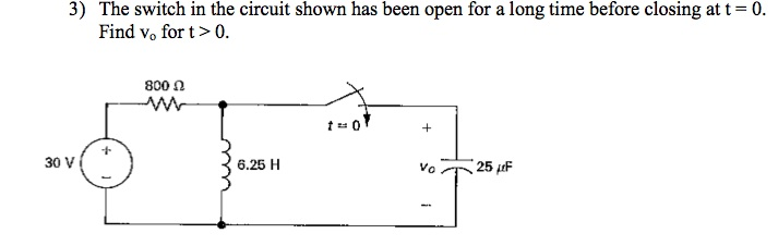 Solved The switch in the circuit shown has been open for a | Chegg.com