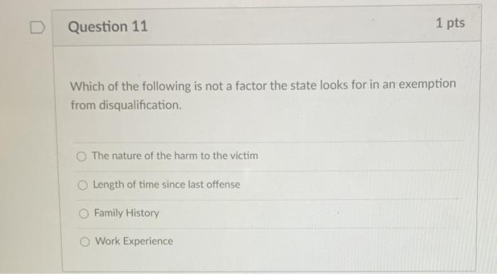 Solved Question 11 1 pts Which of the following is not a | Chegg.com