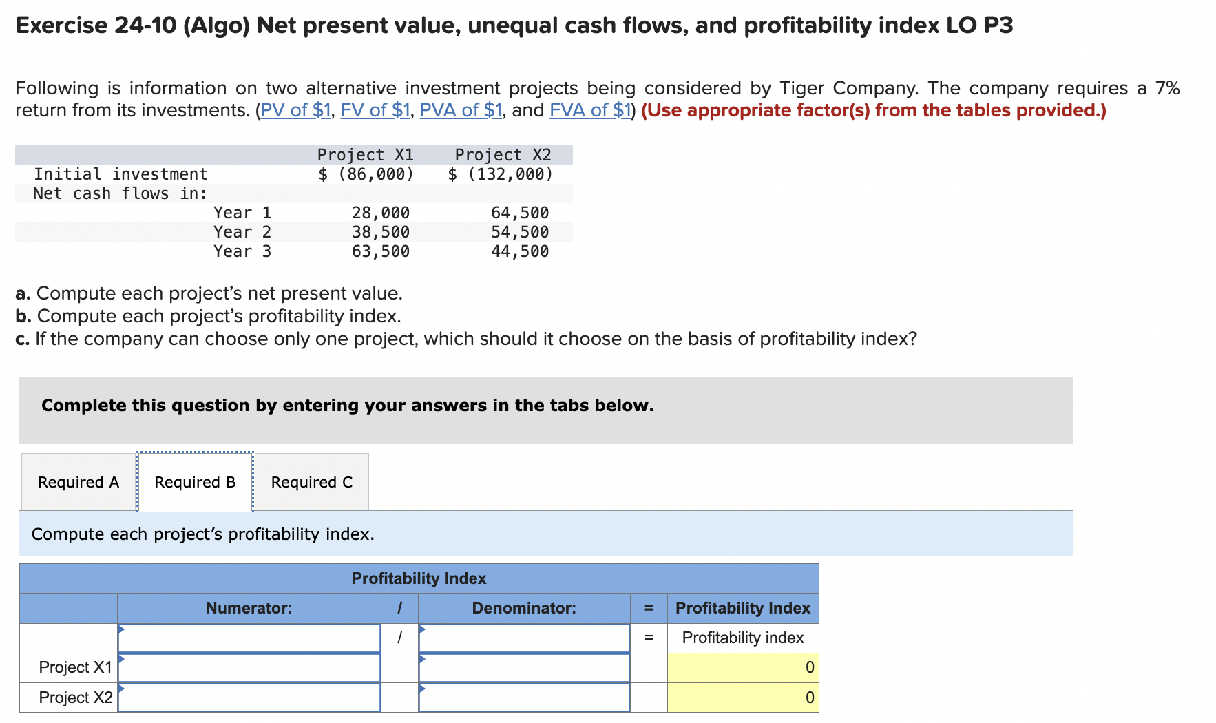 Exercise 24-10 (Algo) ﻿Net Present Value, Unequal | Chegg.com