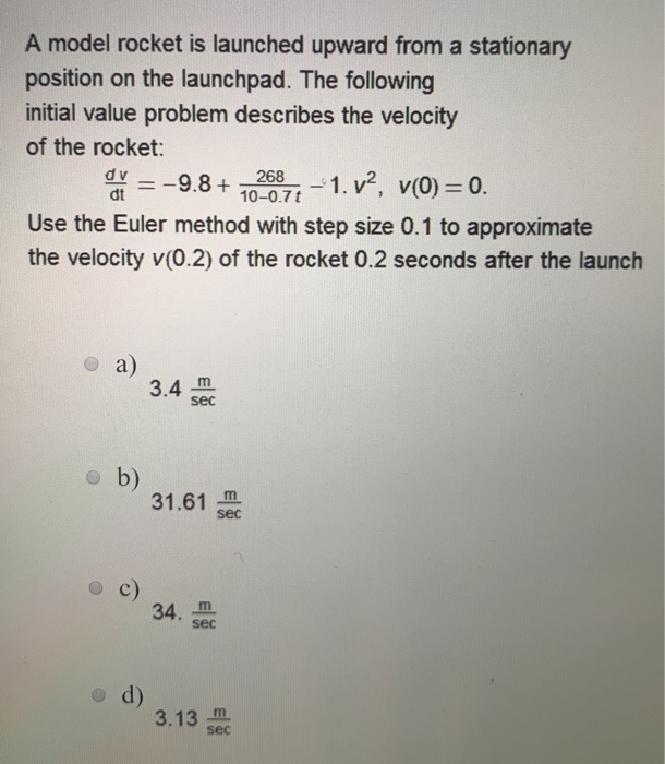 Solved A model rocket is launched upward from a stationary | Chegg.com