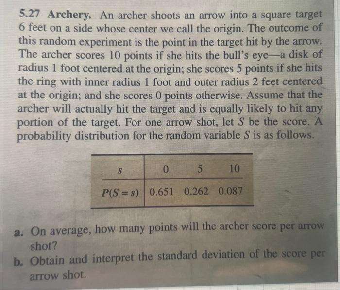 Solved 5.27 Archery. An archer shoots an arrow into a square | Chegg.com