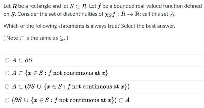 Solved Let R be a rectangle and let S C R. Let f be a | Chegg.com