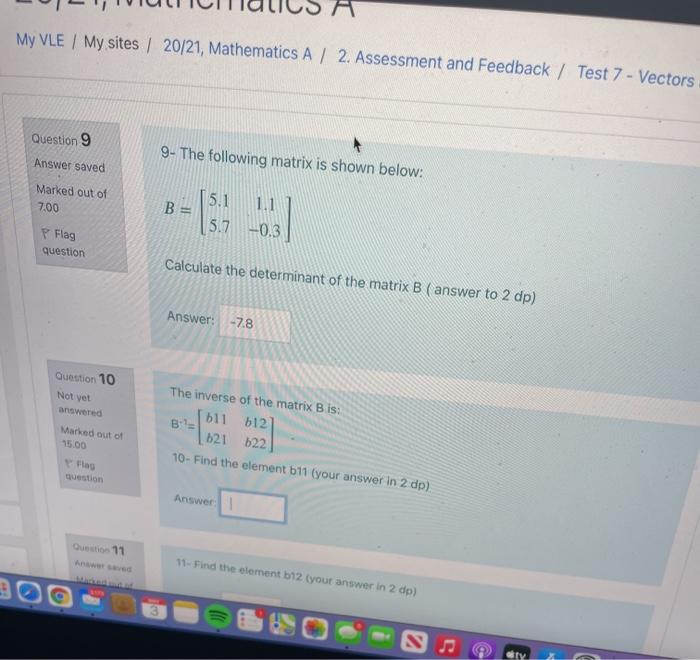 Solved My VLE / My sites / 20/21, Mathematics A / 2. | Chegg.com