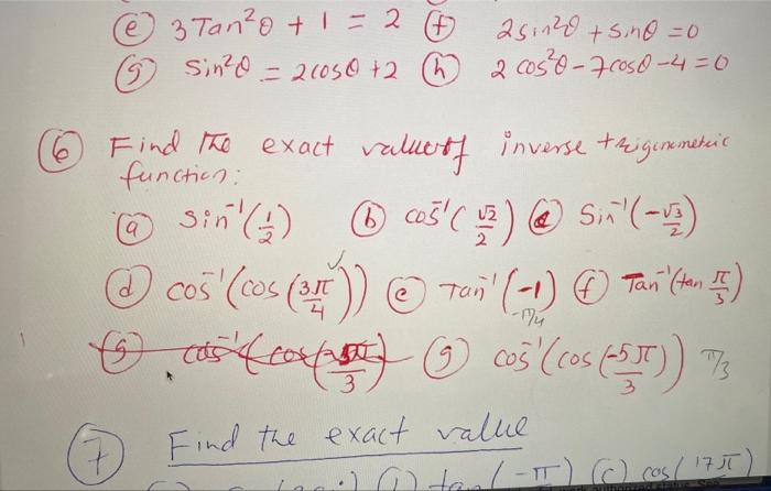 how to find the exact value of expressions involving inverse trigonometric functions