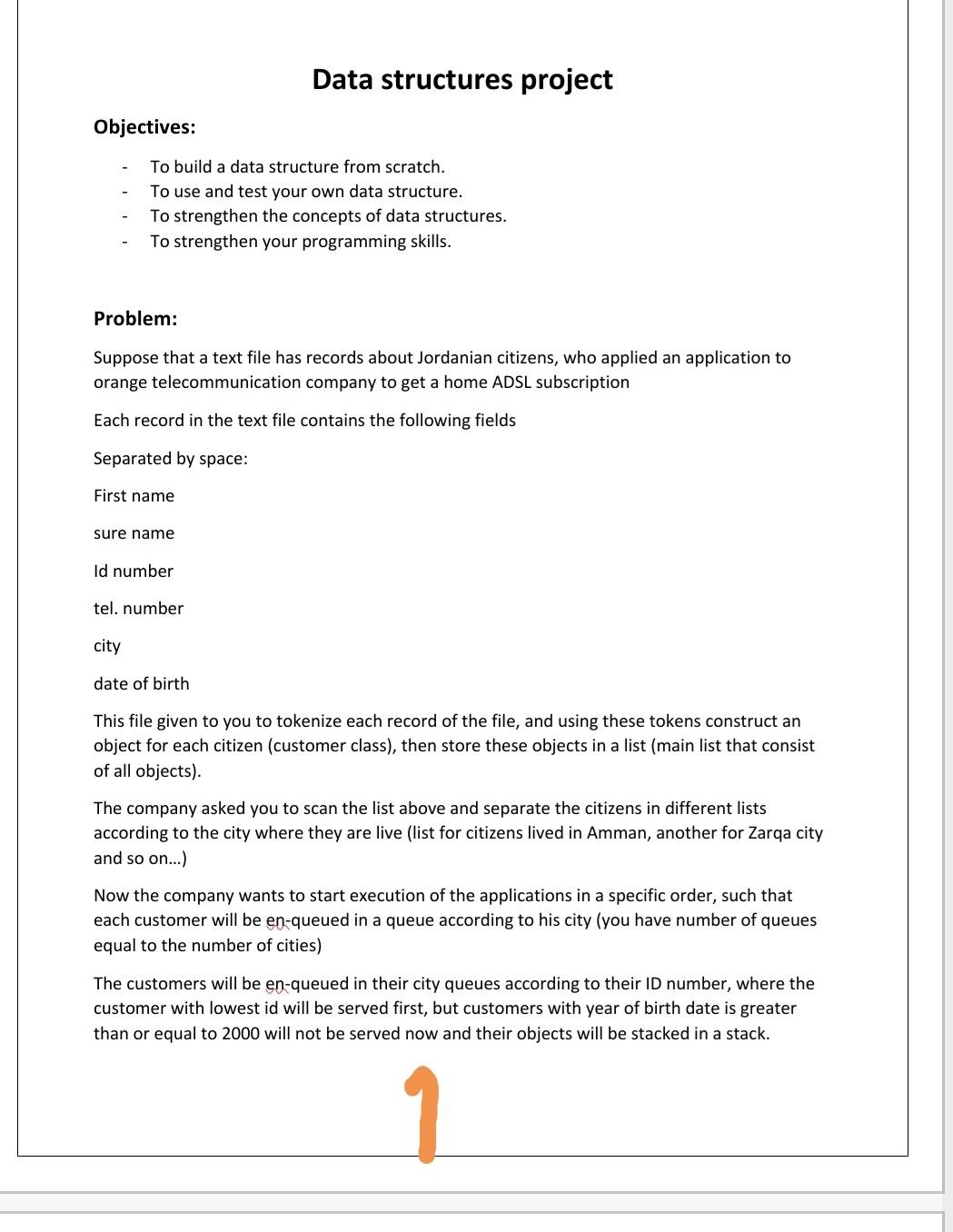 Solved Data structures project Objectives: To build a data | Chegg.com