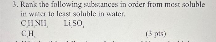 Solved 3. Rank the following substances in order from most | Chegg.com