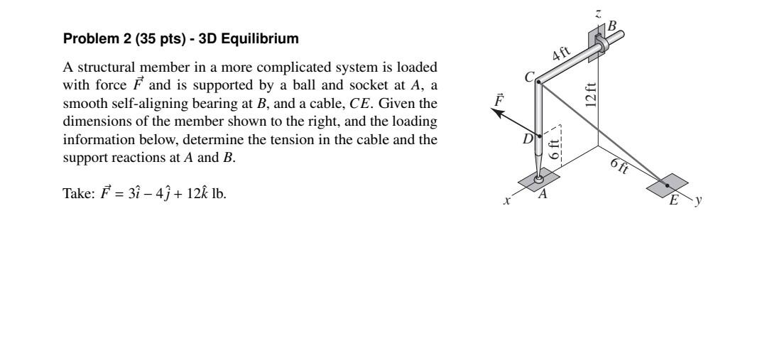 Solved Problem 2 (35 pts) - 3D Equilibrium A structural | Chegg.com