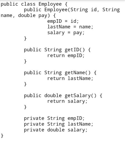 Employee Source Code In Java Solved Consider the following list of employees at a | Chegg.com