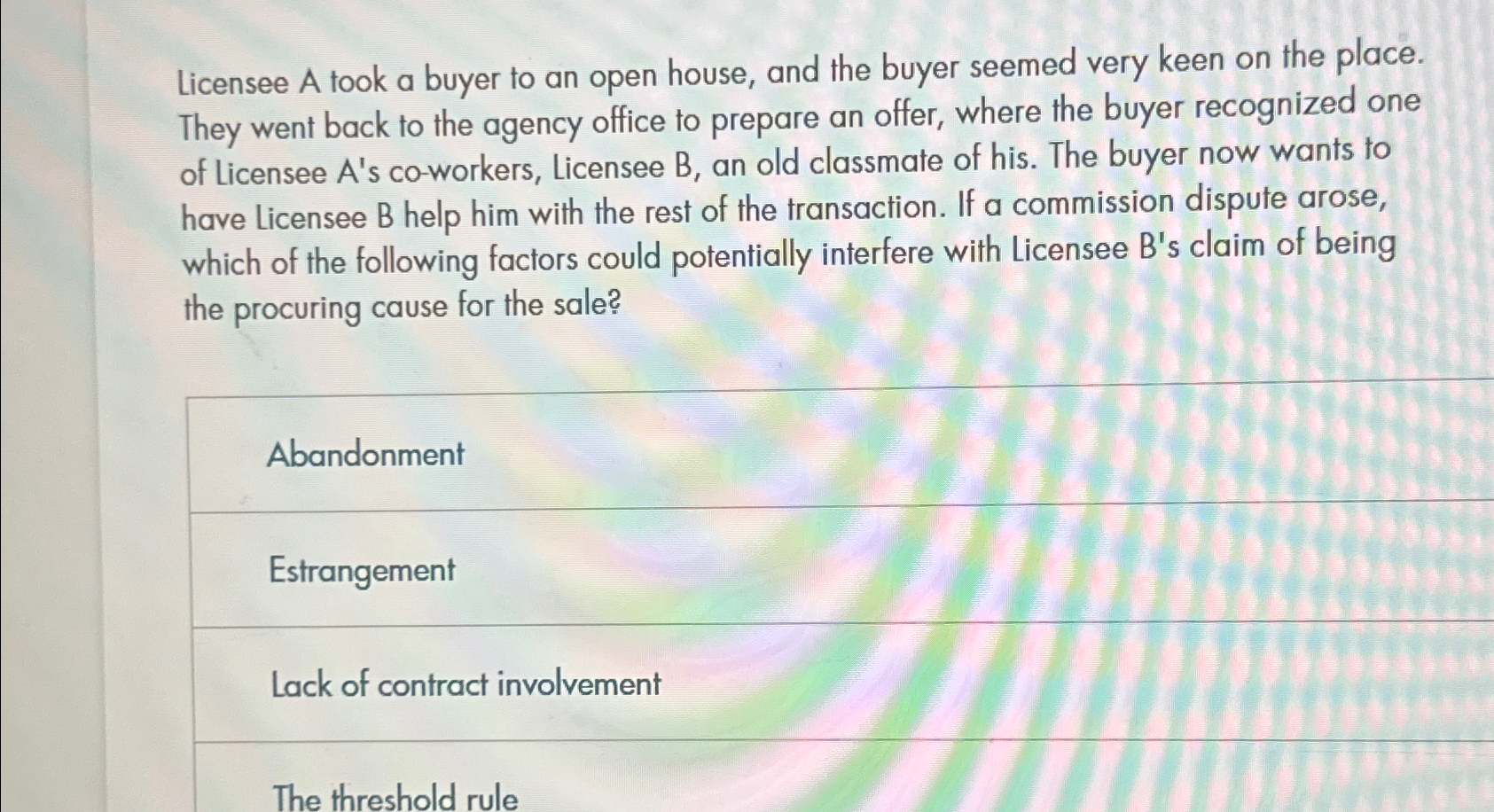 Solved Licensee A took a buyer to an open house, and the | Chegg.com