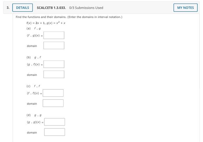 Find the functions and their domains. (Enter the | Chegg.com