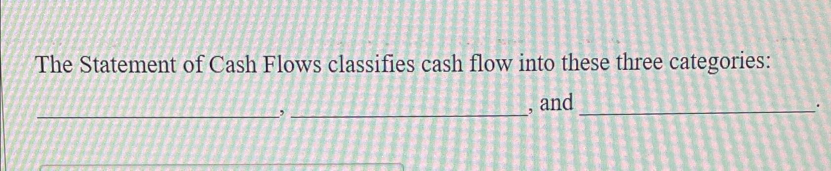 the statement of cash flows classifies items as