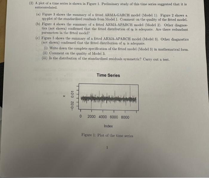 (2) A plot of a time series is shown in Figure 1. | Chegg.com
