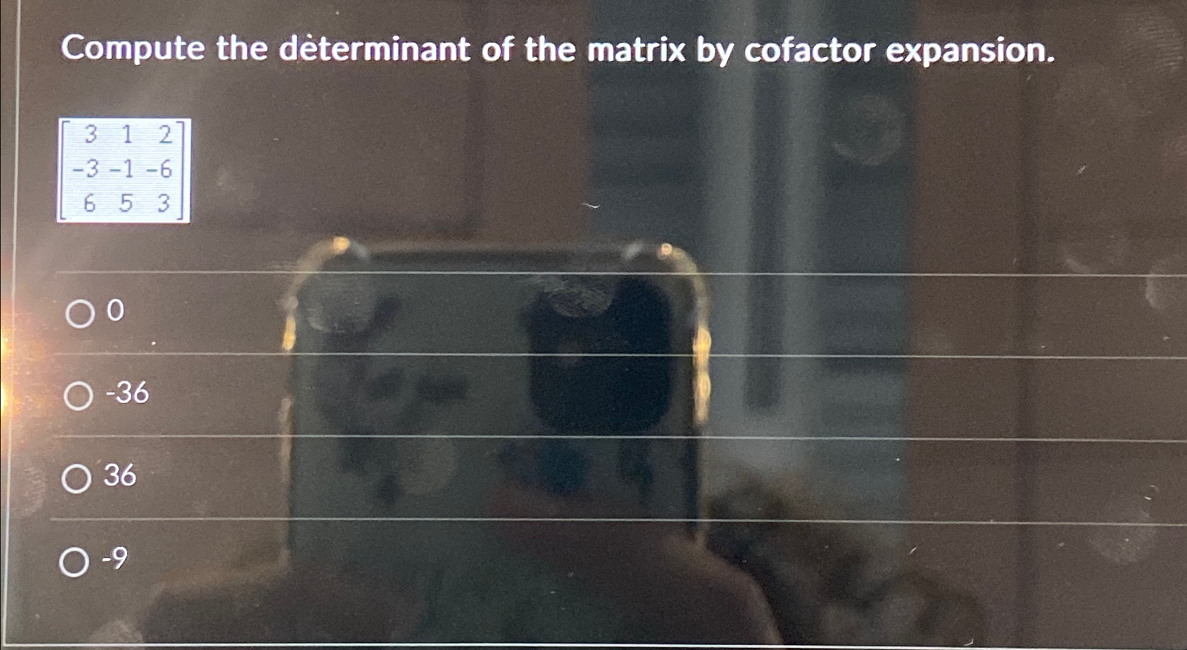 Solved Compute the dèterminant of the matrix by cofactor | Chegg.com